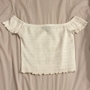 Off the shoulder white top